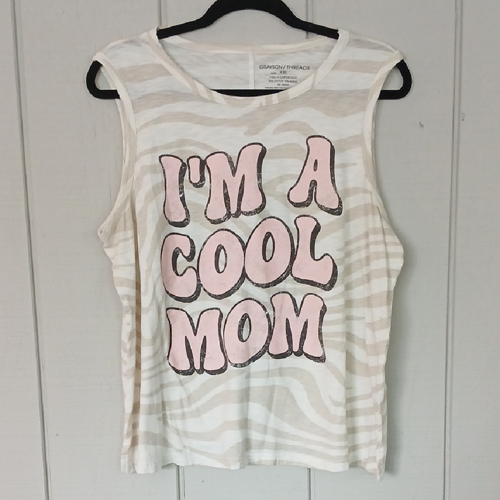 Grayson Threads I'm A Cool Mom Graphic Sleeveless Shirt Size XXL